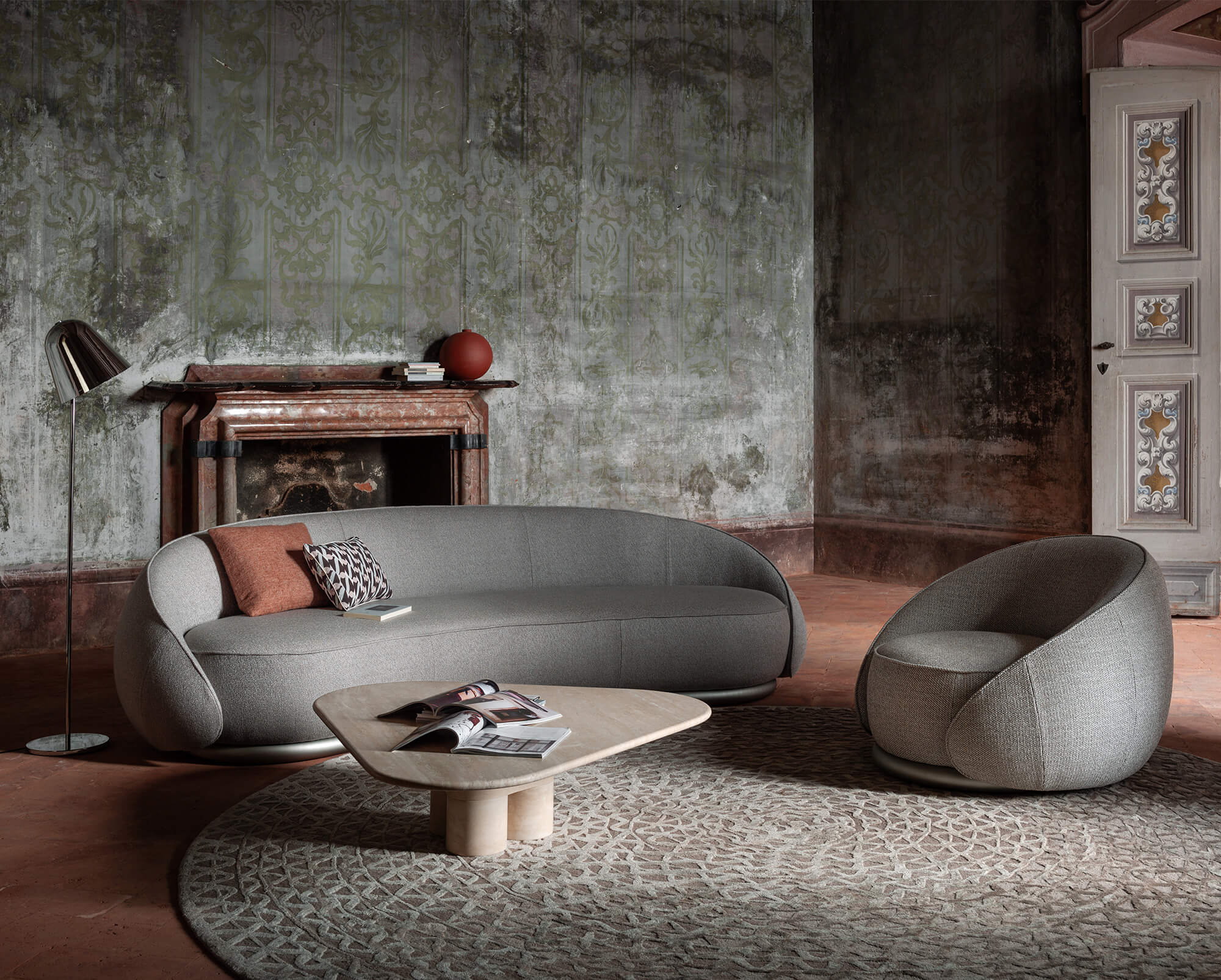 ABBRACCI by GHIDINI1961 – Curved 5-seater fabric sofa